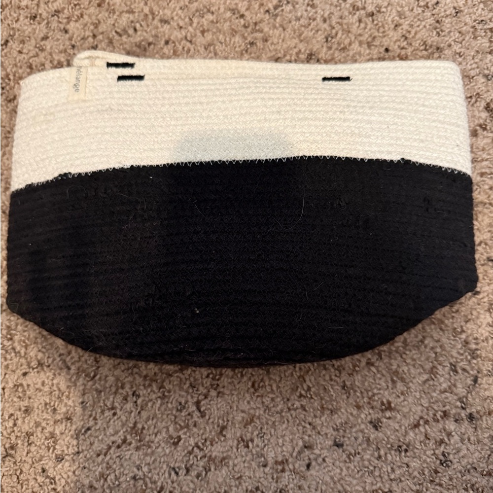 Mia Melange Two-Tone Black and White Women's Foldable Cotton Basket Bag
